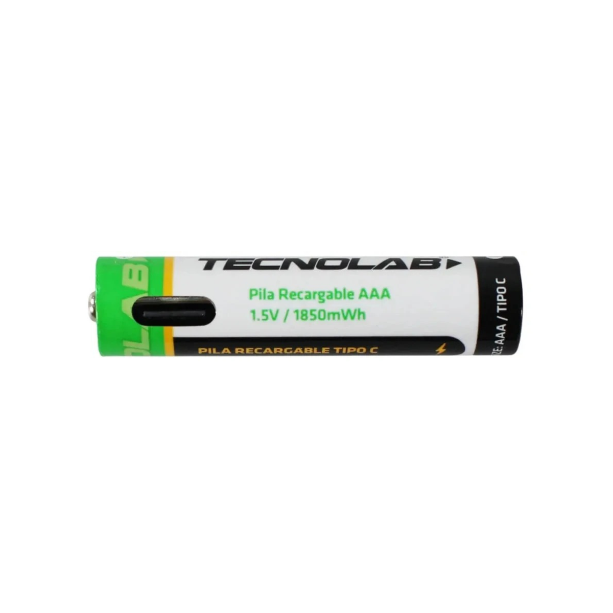 Pack 2 Pilas Recargables AAA Tecnolab con Cable USB-C