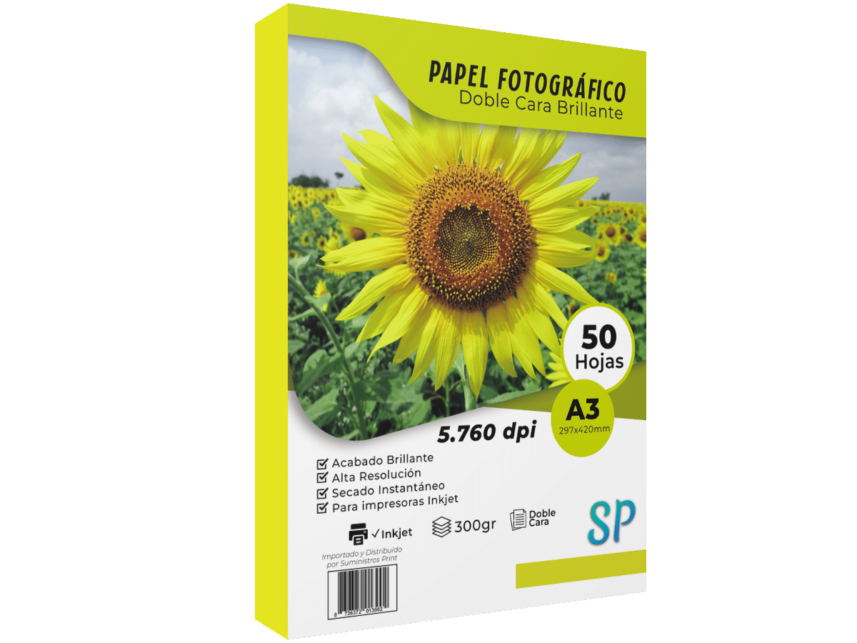 Papel Fotográfico Glossy Doble Cara A3 300gr X 50 Hojas SP