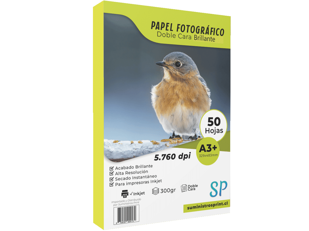 Papel Fotográfico Glossy Doble Cara A3+ 300gr X 50 Hojas SP