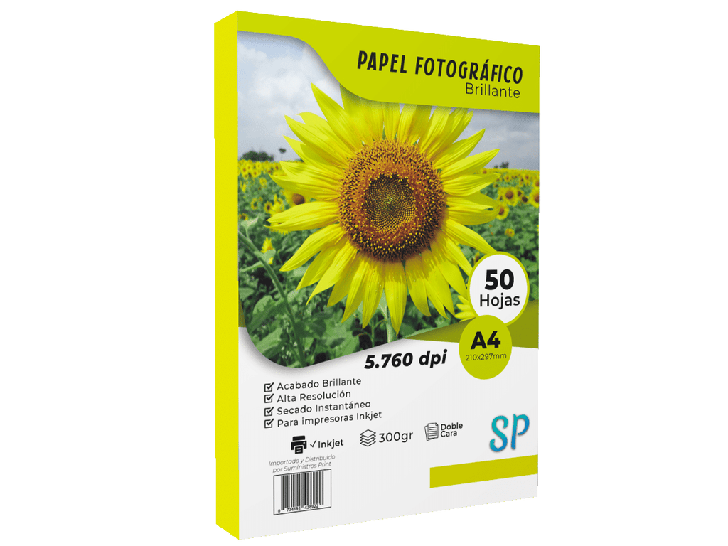 Papel Fotográfico Glossy Doble Cara A4 300gr X 50 Hojas SP