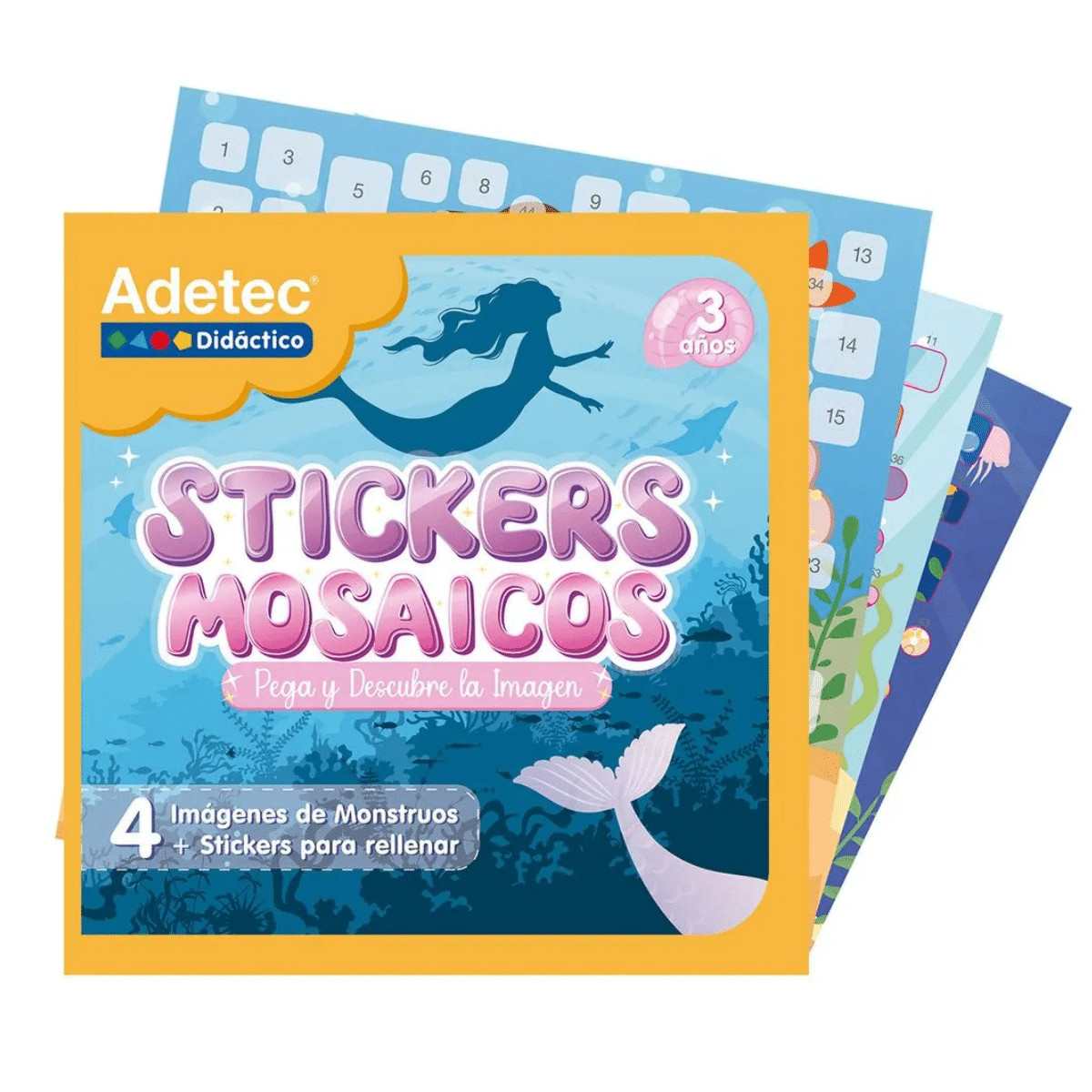 Set De Mosaicos Para Niñas Con Stickers Para Rellenar - Diseño Surtido Didáctico Adetec - Sirenas
