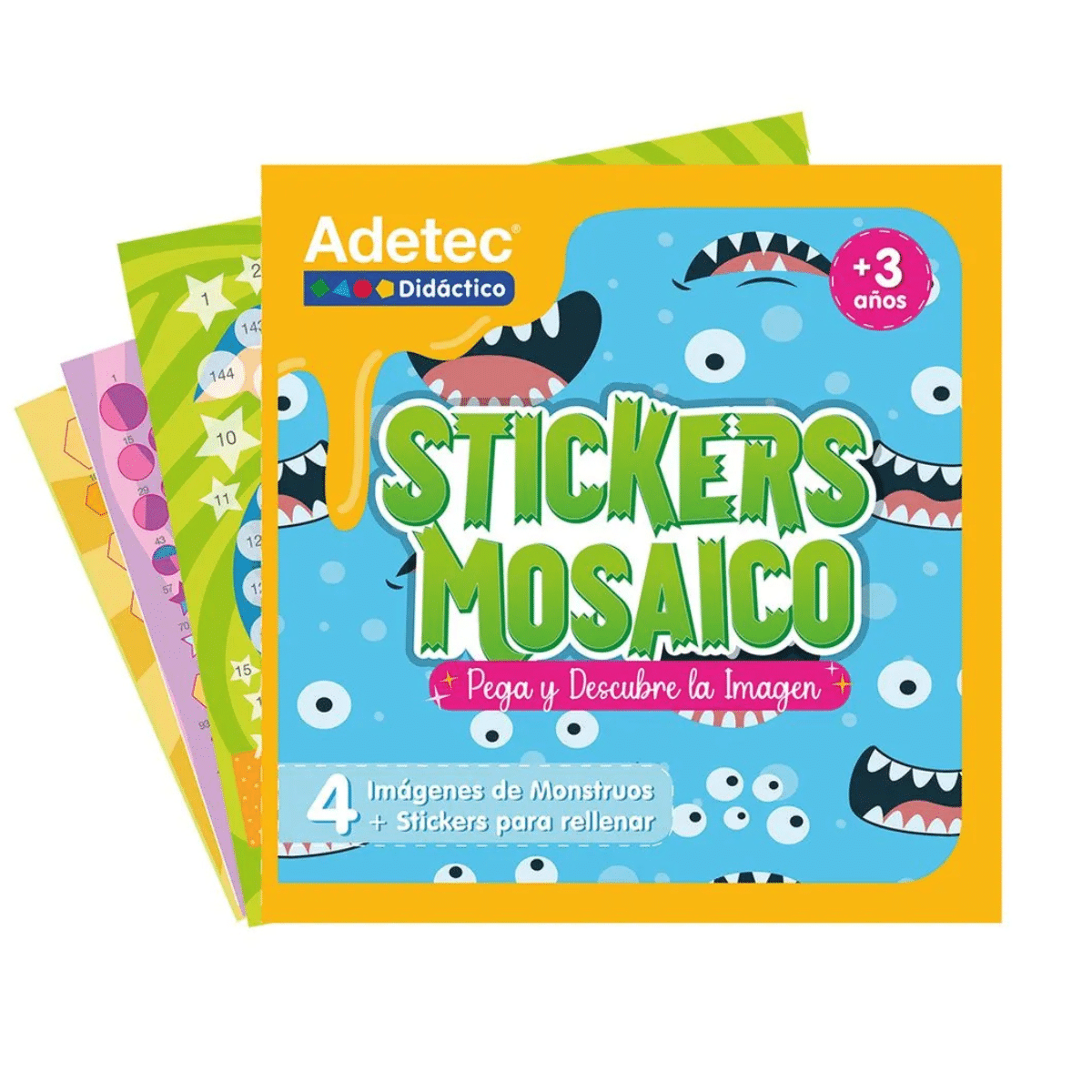 Set De Mosaicos Para Niños Con Stickers Para Rellenar - Diseño Surtido Didáctico Adetec - Monstruos