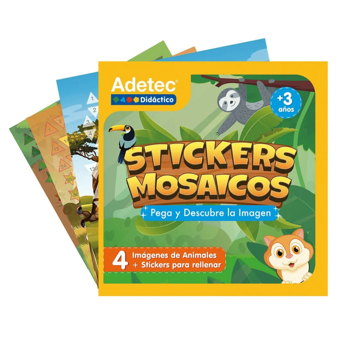 Set De Mosaicos Para Niños Con Stickers Para Rellenar - Diseño Surtido Didáctico Adetec - Animales
