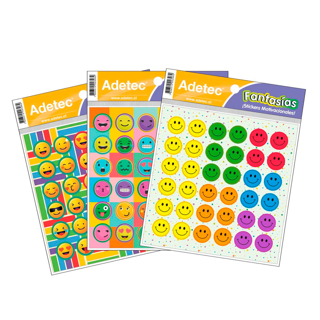 Etiqueta Escolar Motivacional Diseño Caritas Adhesiva Adetec - 396
