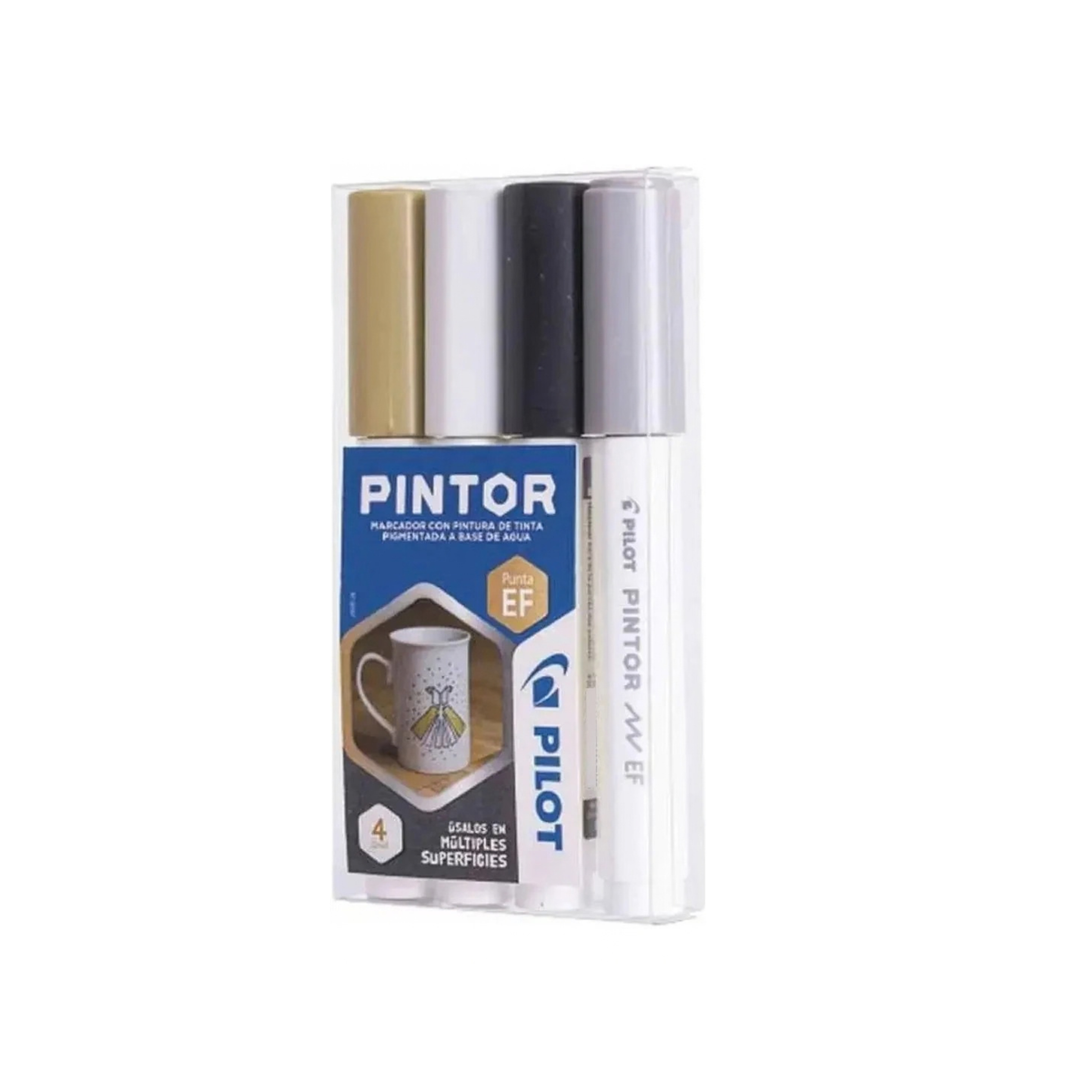 Set 4 Marcadores Pilot Pintor Acrílico Metalizado Punta Extra Fina