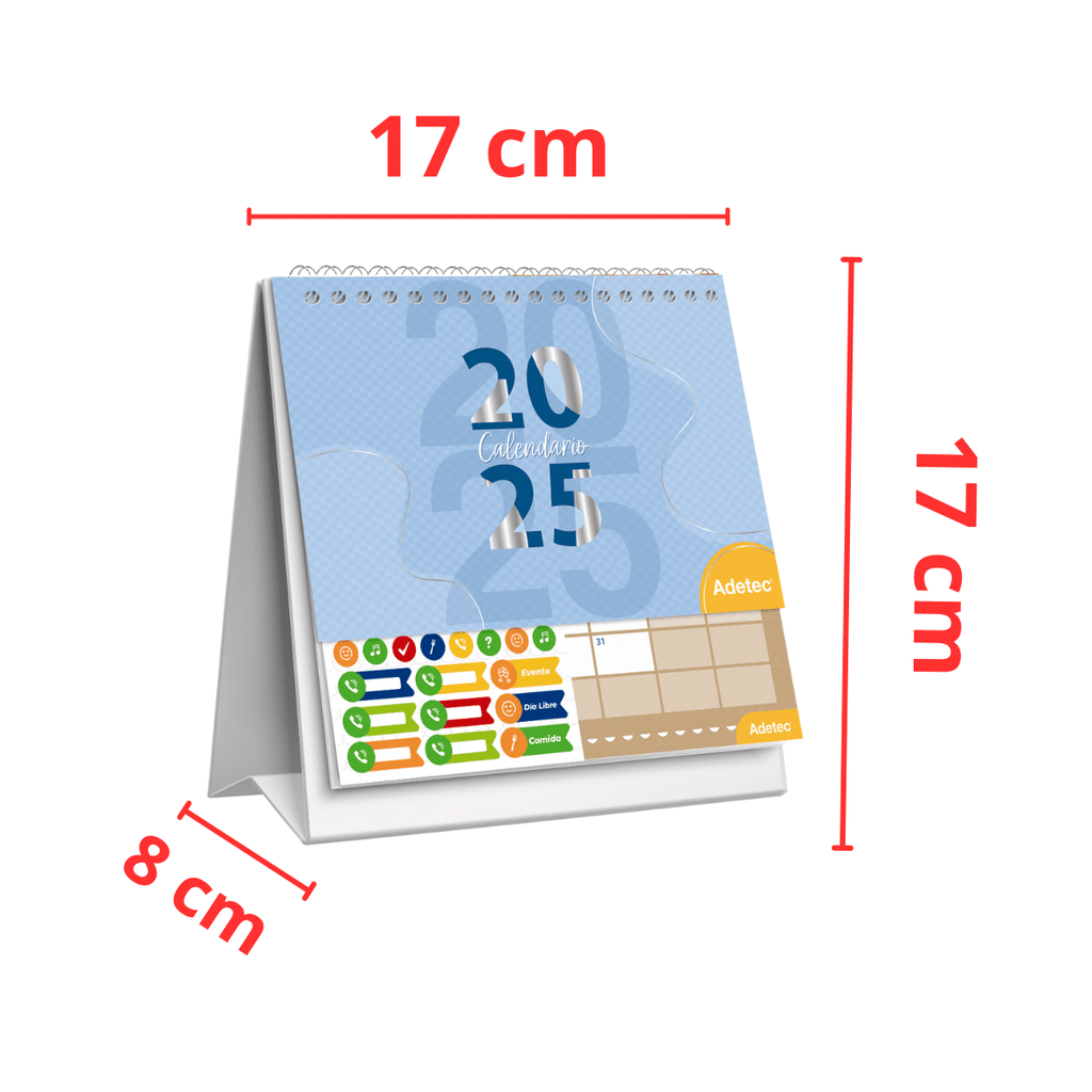 Calendario Anual 2025 De Escritorio Con Sticker Diseños Surtidos - Adetec