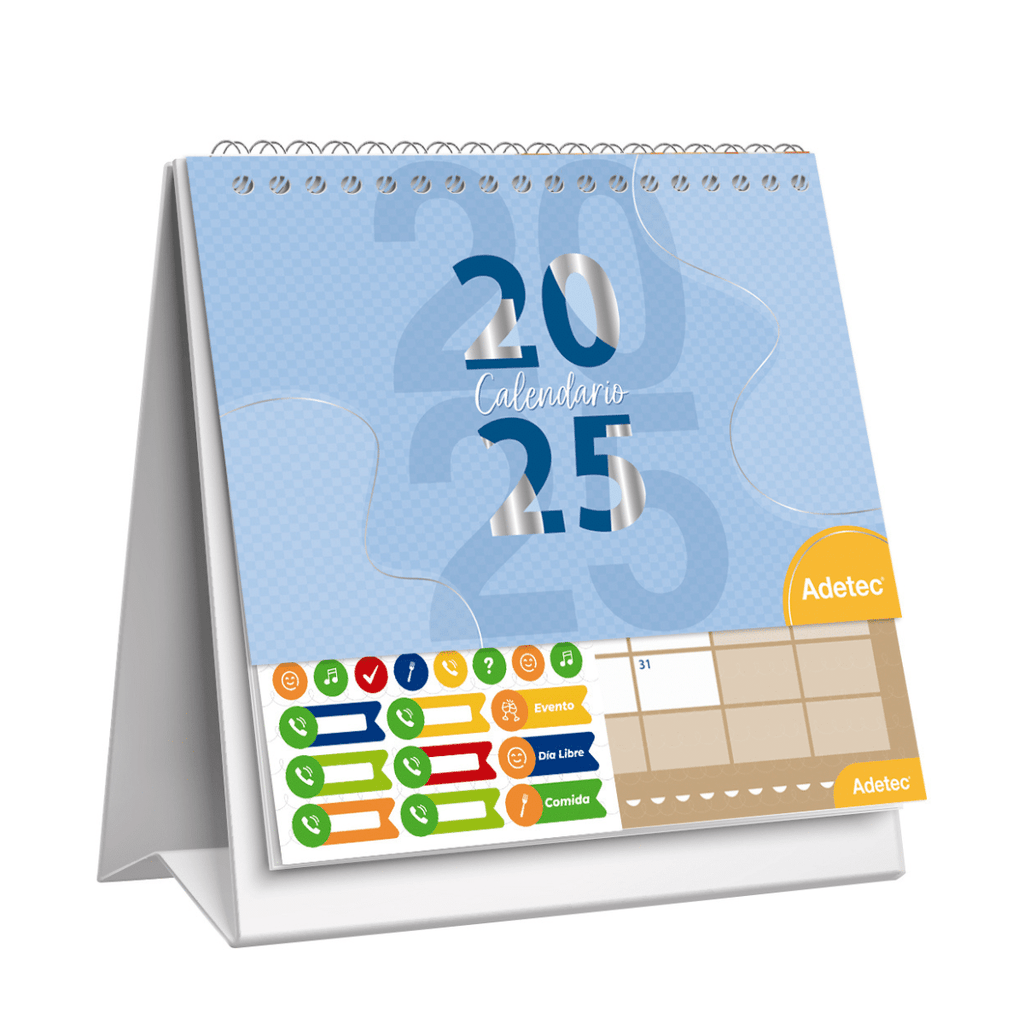 Calendario Anual 2025 De Escritorio Con Sticker Diseños Surtidos - Adetec