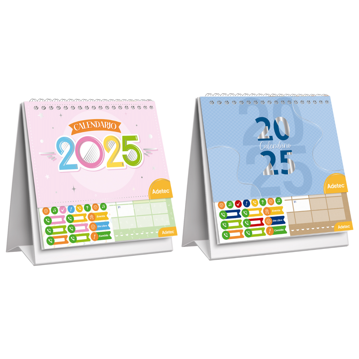 Calendario Anual 2025 De Escritorio Con Sticker Diseños Surtidos - Adetec