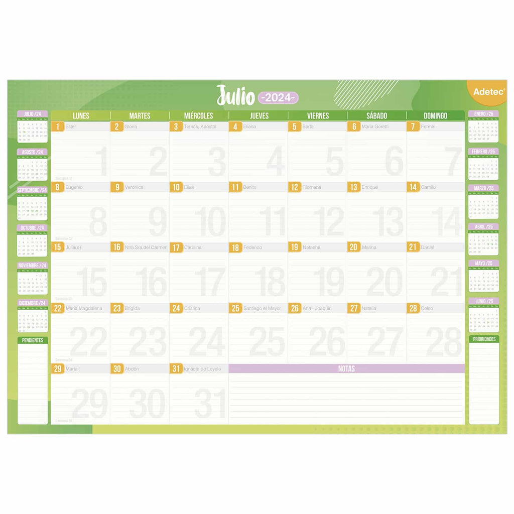 Calendario Anual De Escritorio 2024 - 2025 Adetec Diseño Juvenil