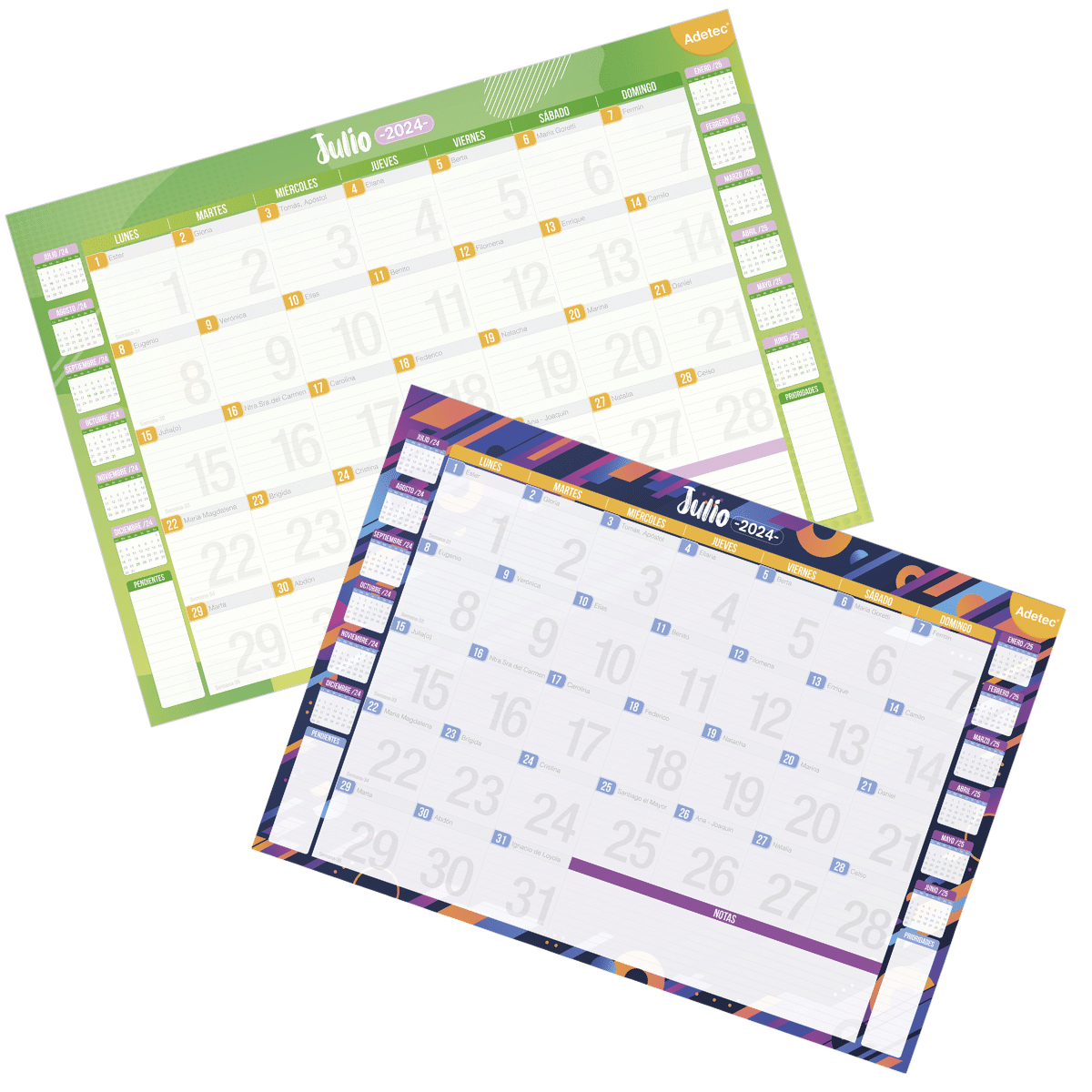 Calendario Anual De Escritorio 2024 - 2025 Adetec Diseño Juvenil