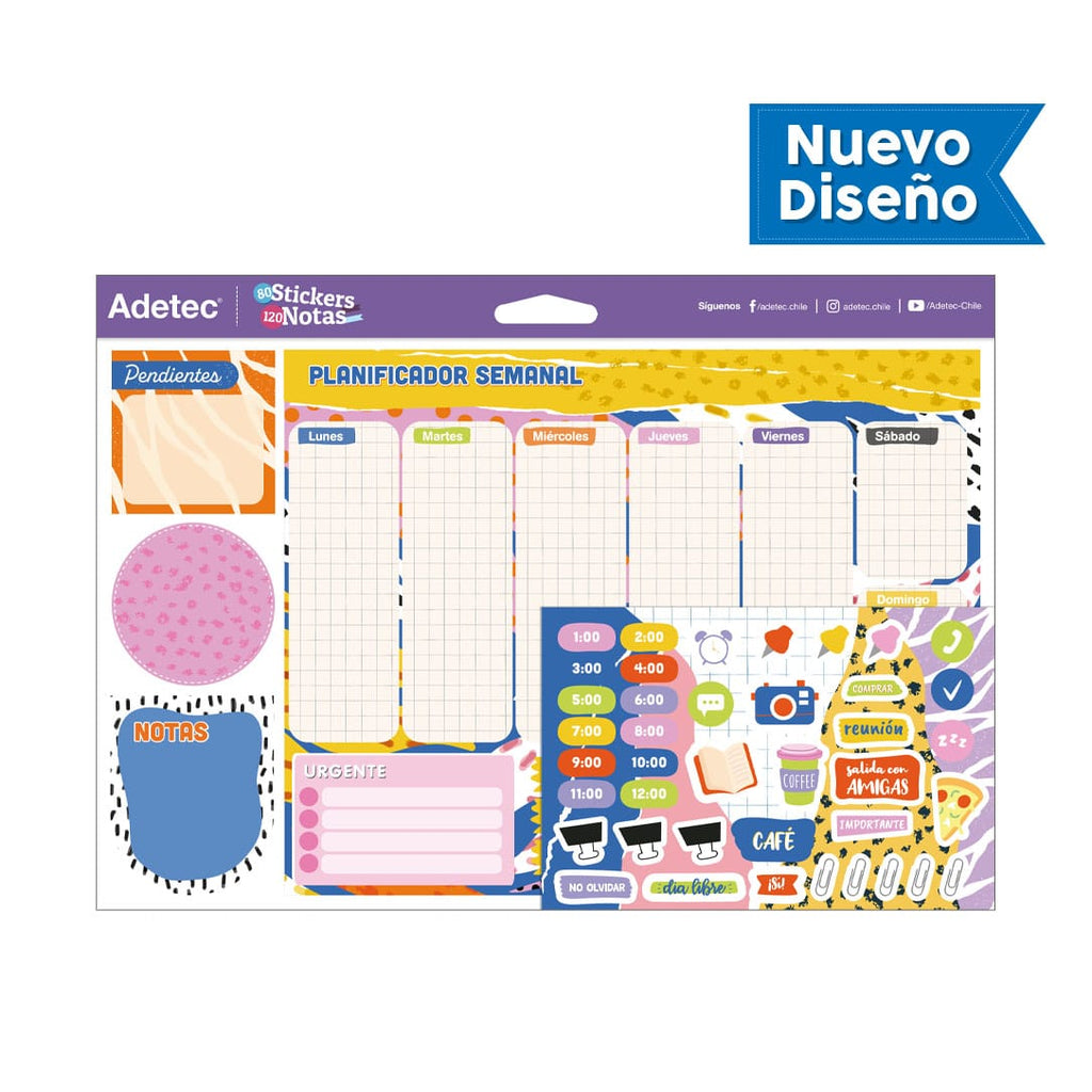 Planificador Semanal Adetec Stickers Y Notas Adhesivas Adetec - 430