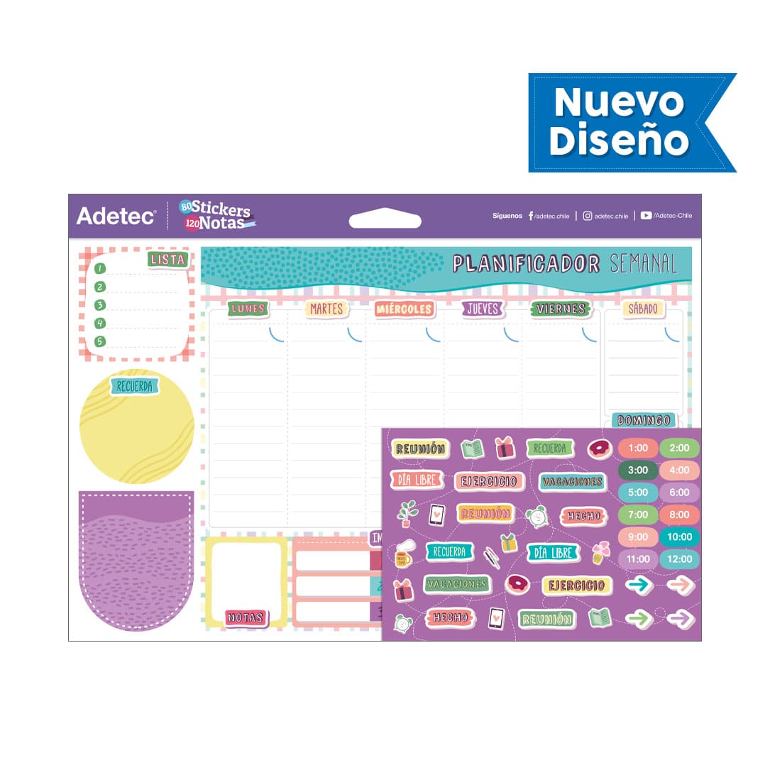 Planificador Semanal Adetec Stickers Y Notas Adhesivas Adetec - 430