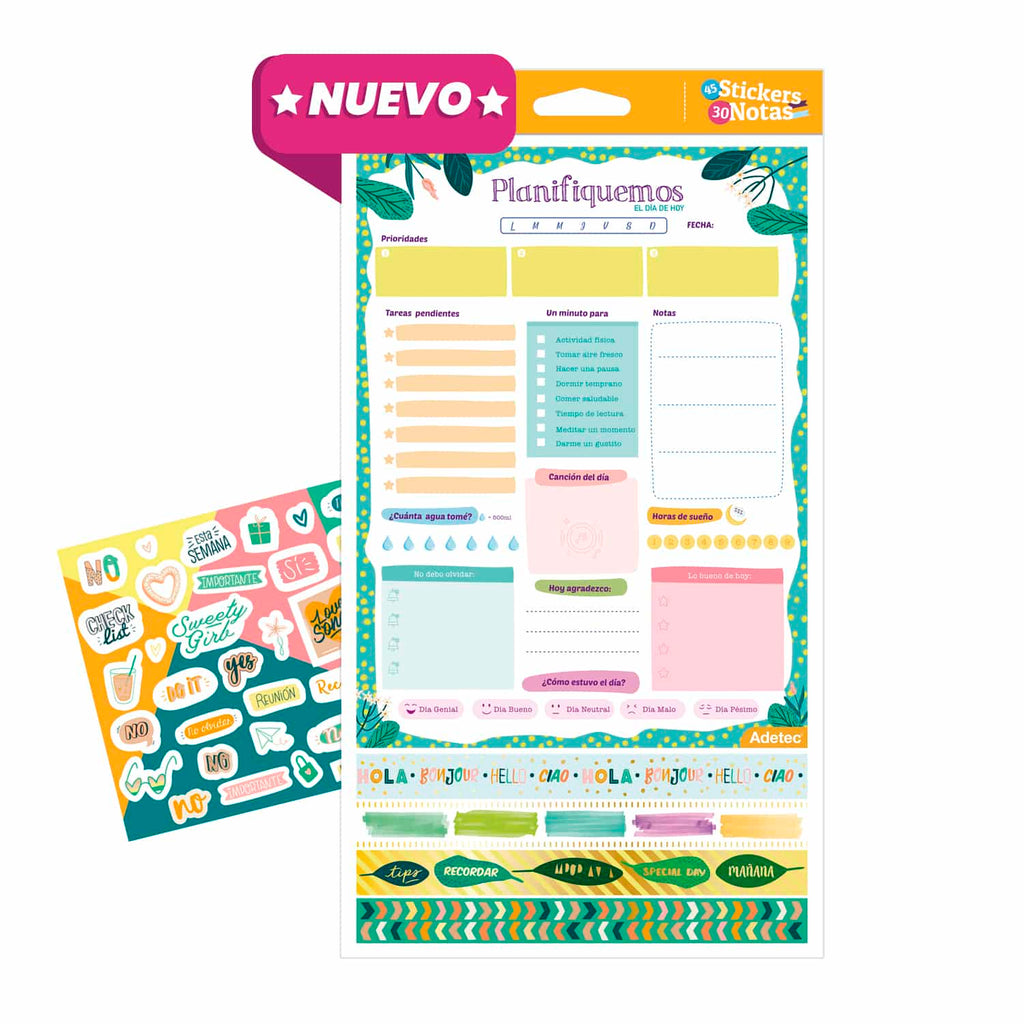 Planificador Diario Adetec, Washing Tape Y Stickers - 431