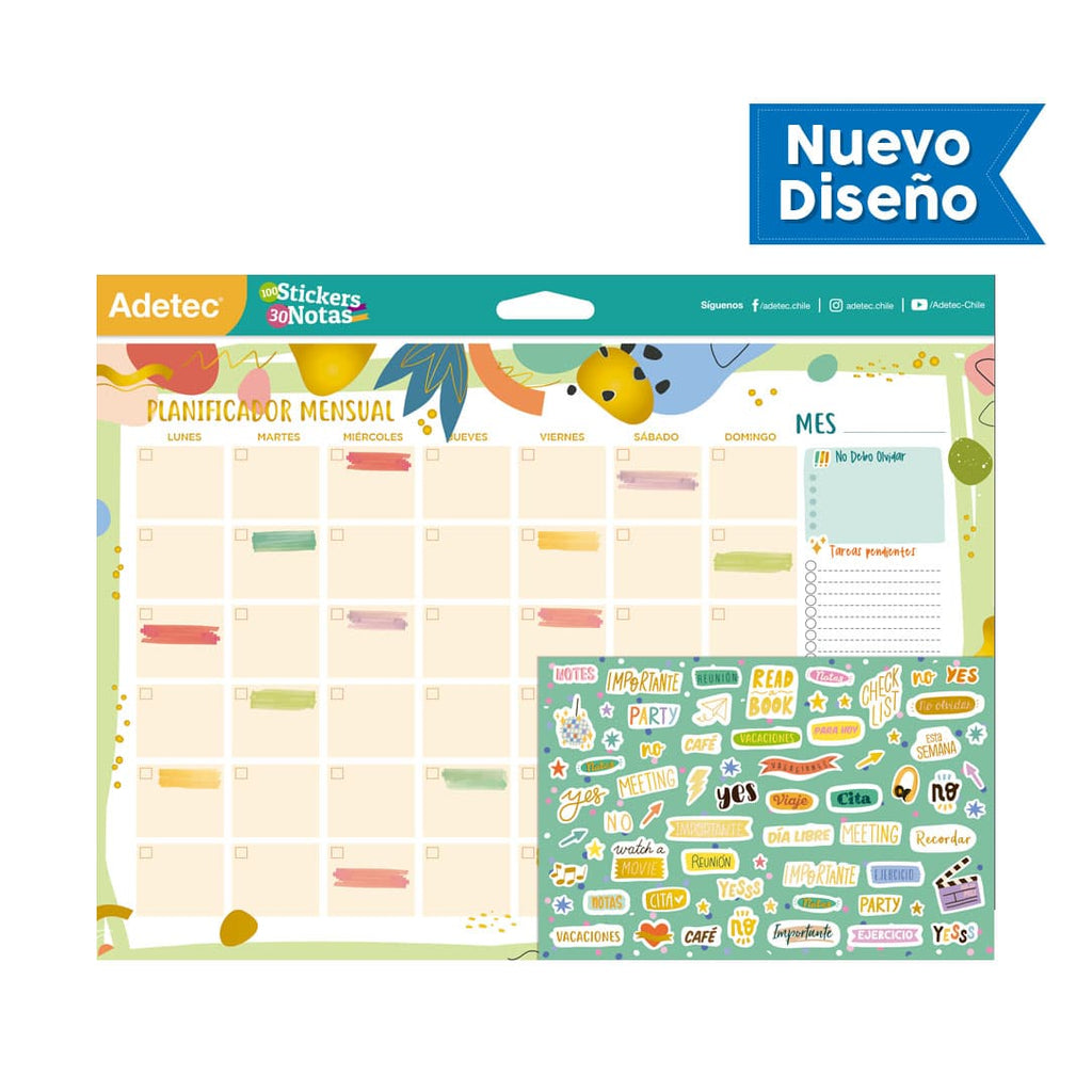 Planificador Mensual Adetec Diseños Surtidos Con Folia - 432