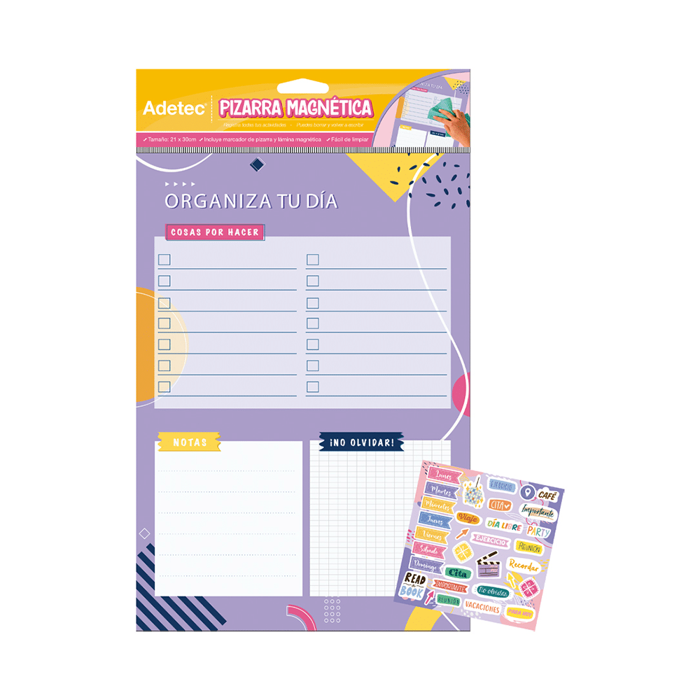 Pizarra Magnética Planner Diseño Juvenil Adetec + Marcador - 434