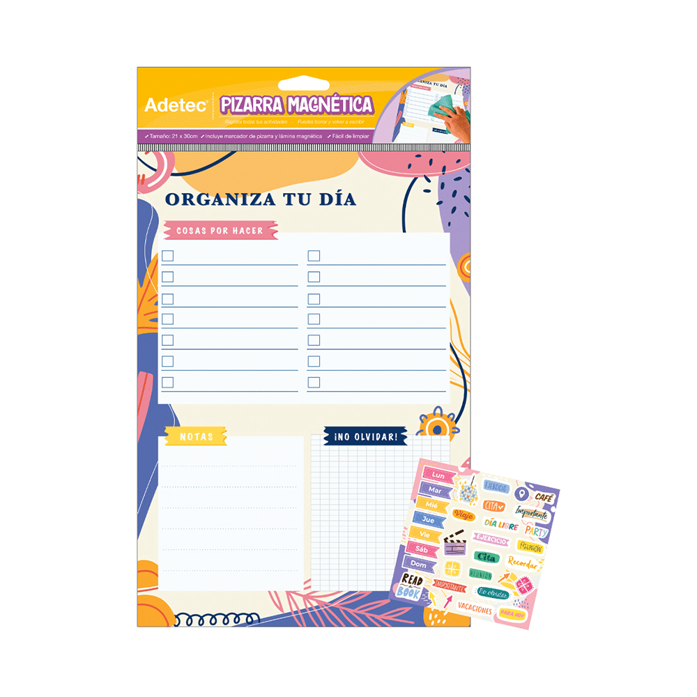 Pizarra Magnética Planner Diseño Juvenil Adetec + Marcador - 434
