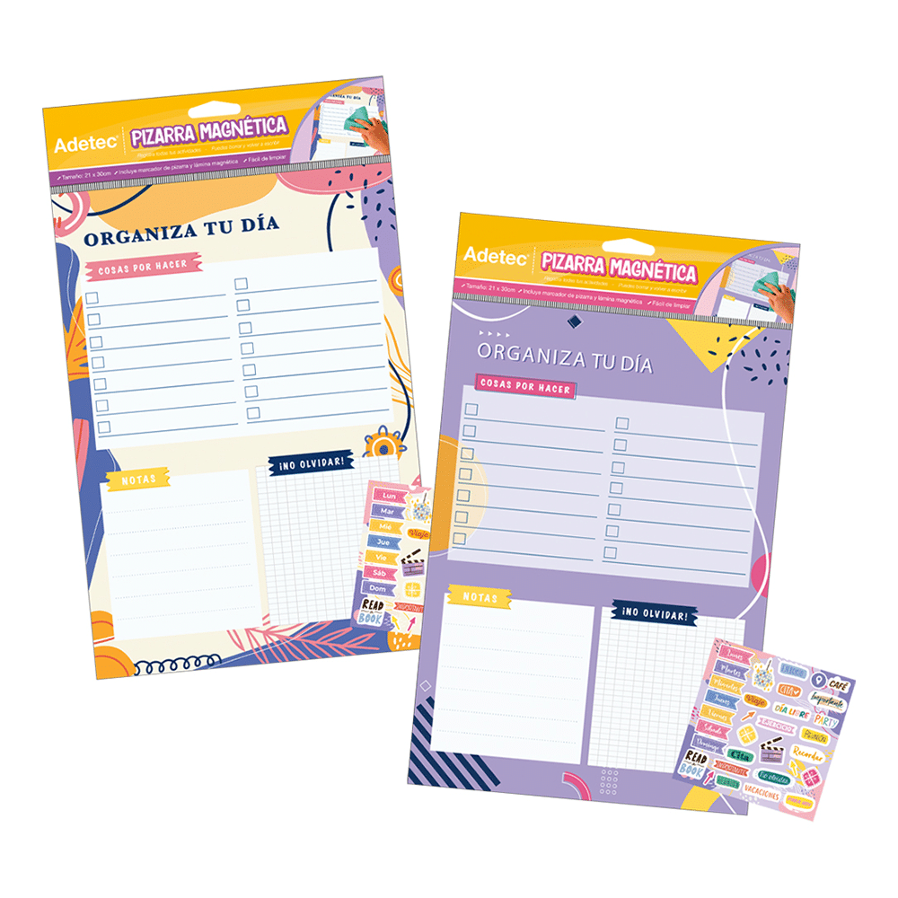 Pizarra Magnética Planner Diseño Juvenil Adetec + Marcador - 434