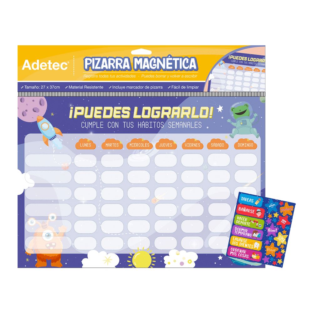 Pizarra Magnética Planner Diseño Infantil Adetec + Marcador - 435