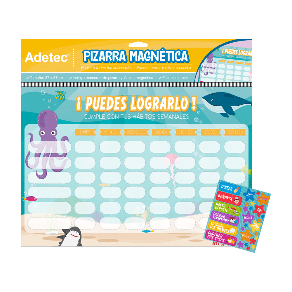 Pizarra Magnética Planner Diseño Infantil Adetec + Marcador - 435