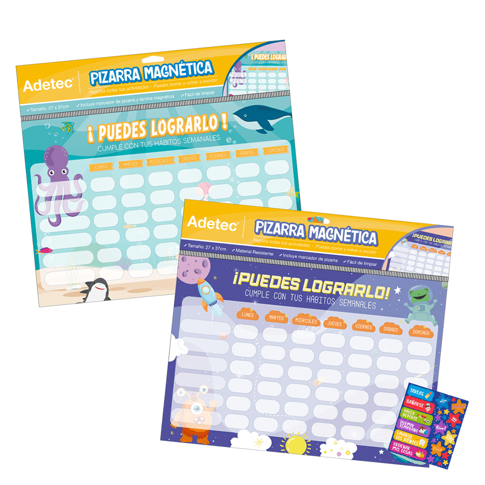 Pizarra Magnética Planner Diseño Infantil Adetec + Marcador - 435