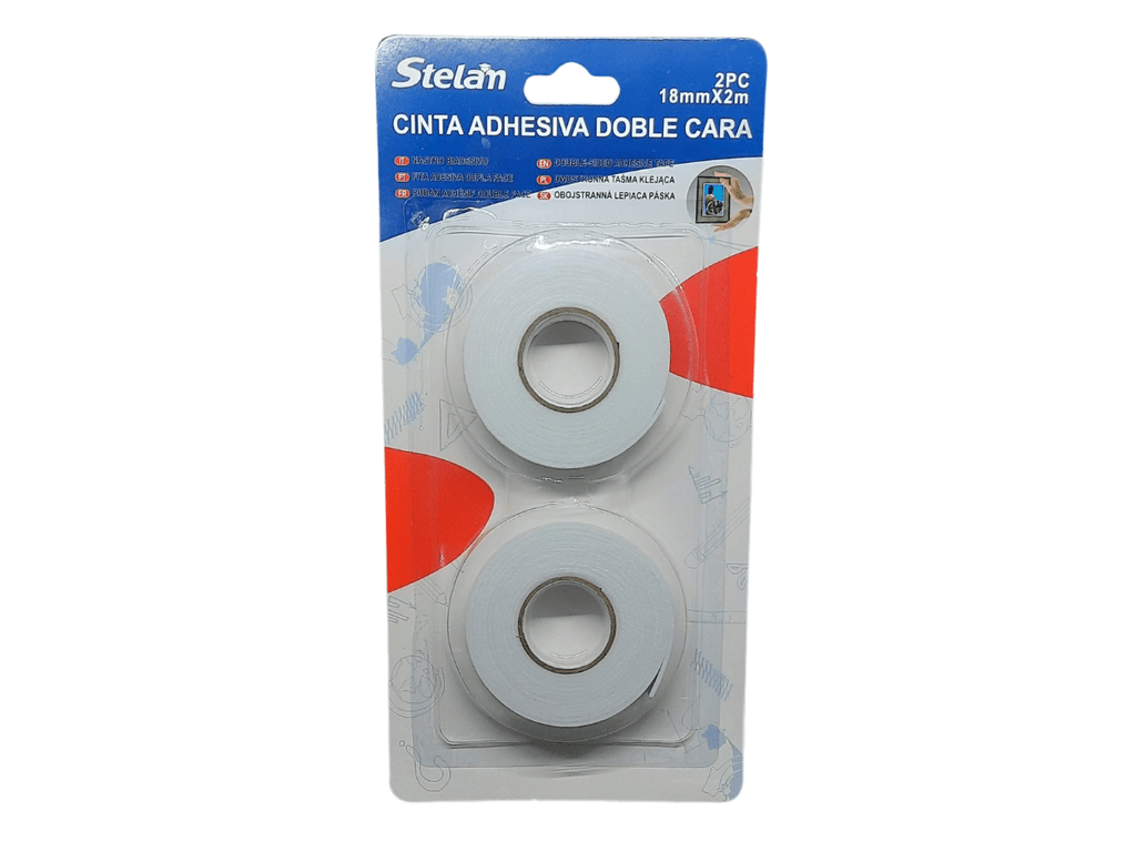 Cinta Doble Contacto Adhesiva 18mm X 2 Metros Pack De 2 Und