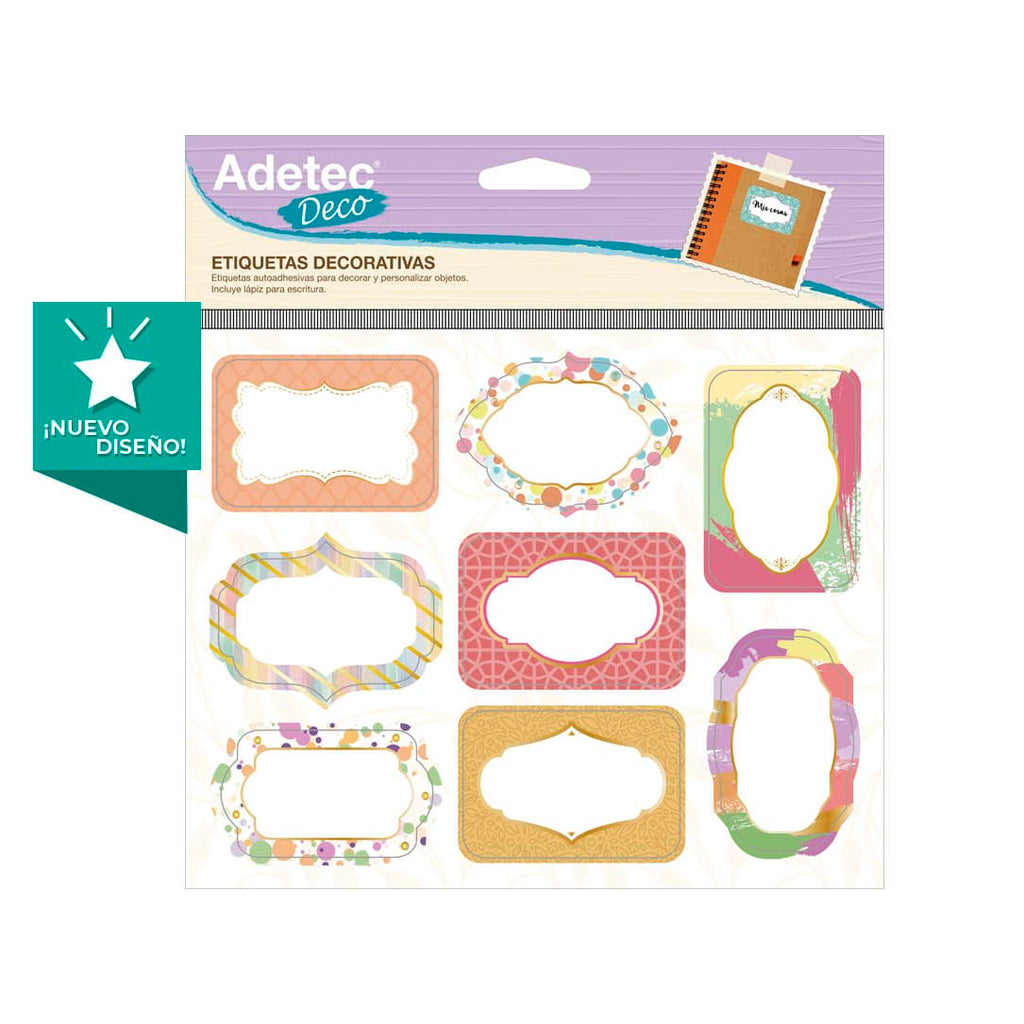 Pack 32 Etiquetas Decorativas Adetec Diseño Variados Con Lapíz - 5816