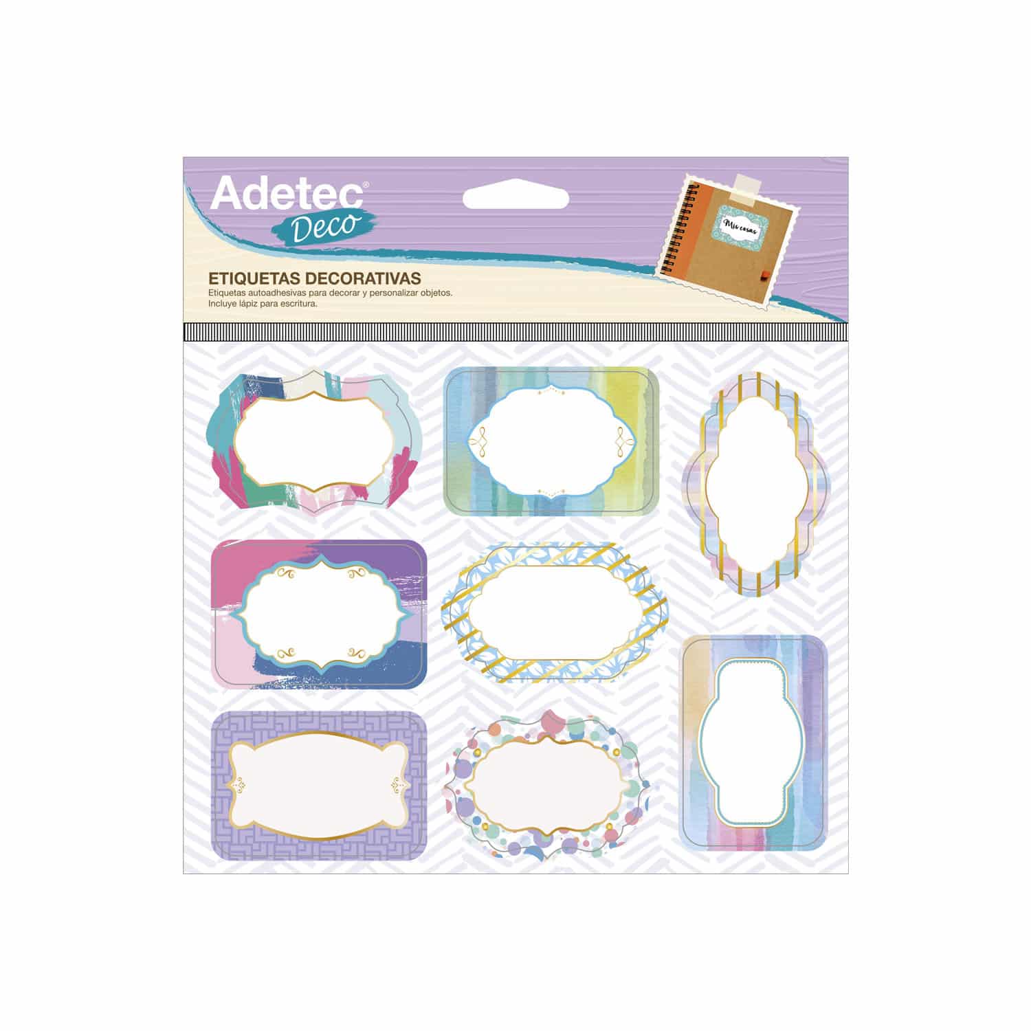 Pack 32 Etiquetas Decorativas Adetec Diseño Variados Con Lapíz - 5816
