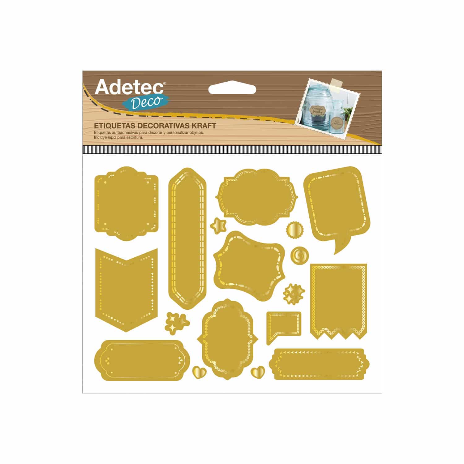 Etiquetas Decorativas Diseño Kraft Con Lapíz 16 und Adetec - 5836