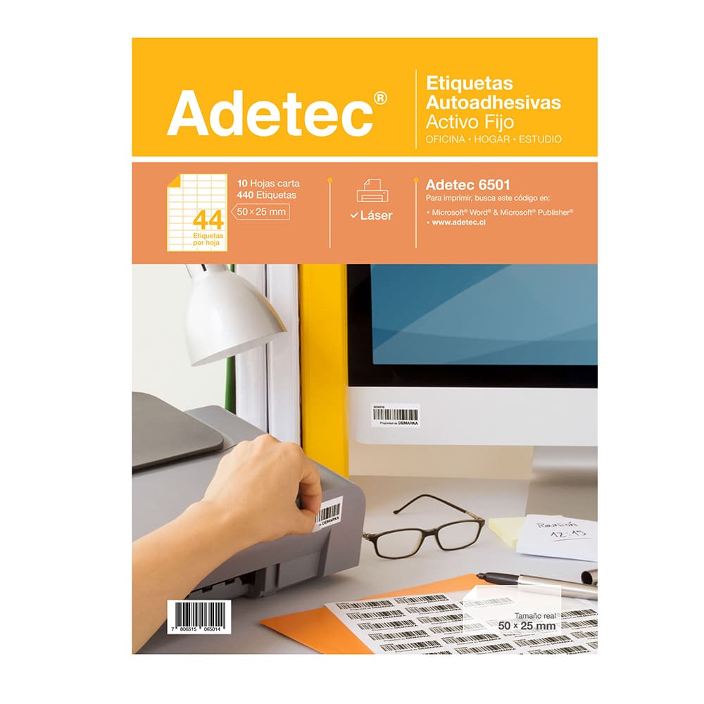 440 Etiquetas Adhesivas Inkjet/láser Ideales Para Activo Fijo 10 Hojas Adetec -  6501