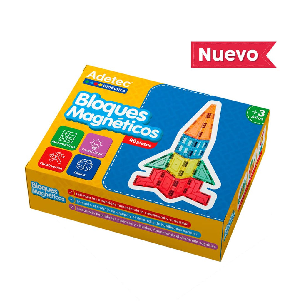 Bloques Magnéticos De Construcción Didácticos 40 Piezas Adetec – 732