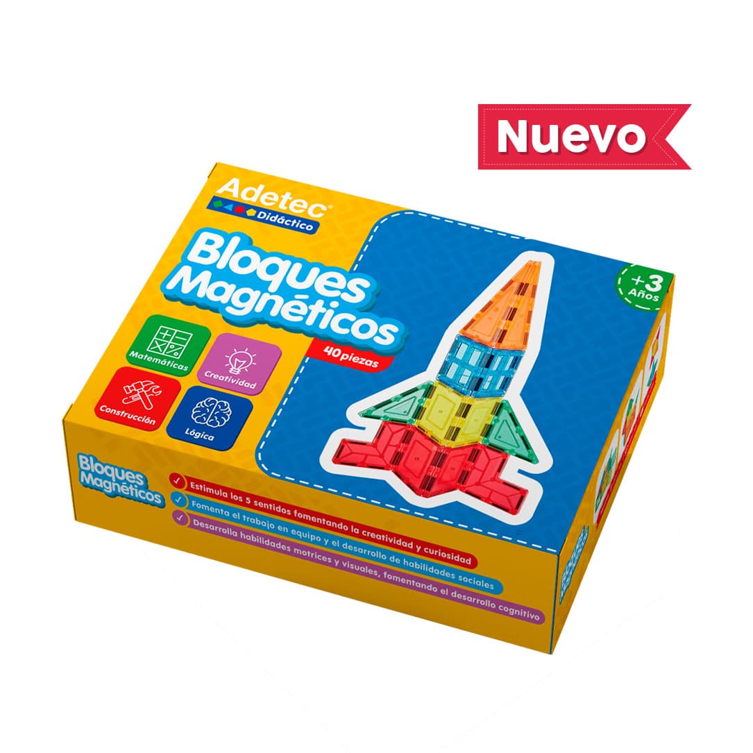 Bloques Magnéticos De Construcción Didácticos 40 Piezas Adetec – 732