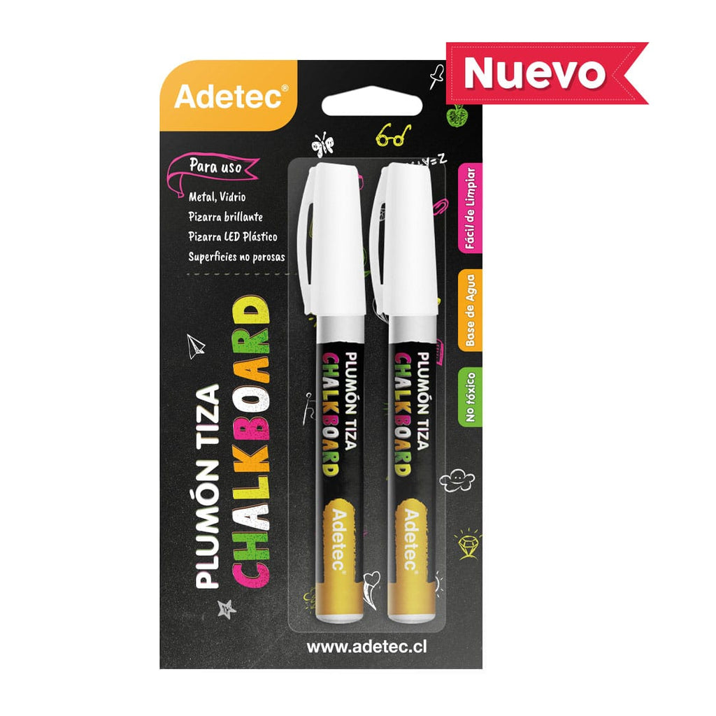 Plumón Tiza Líquida Blanco Adetec 2 Unidades - 742