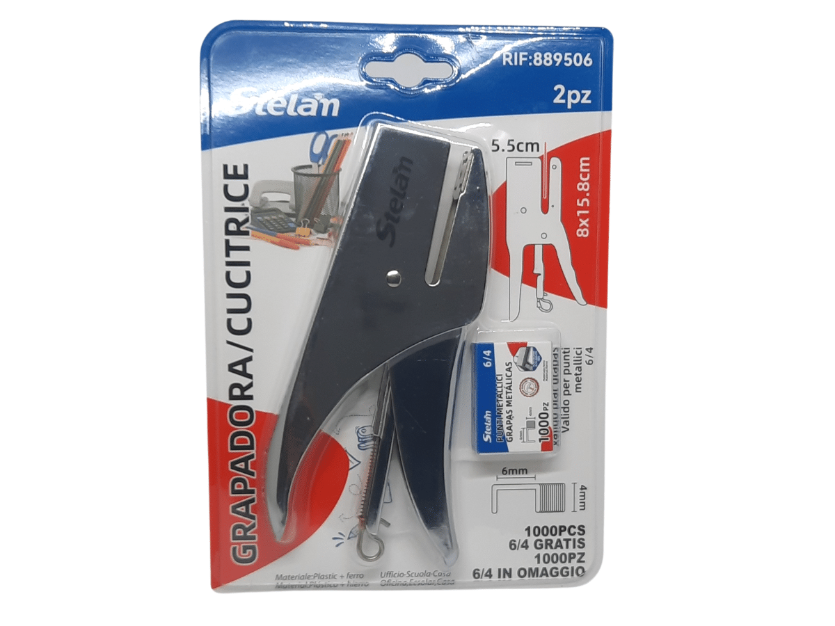 Corchetera Metálica 6/4 Manual Para Oficina + mil Corchetes 6/4