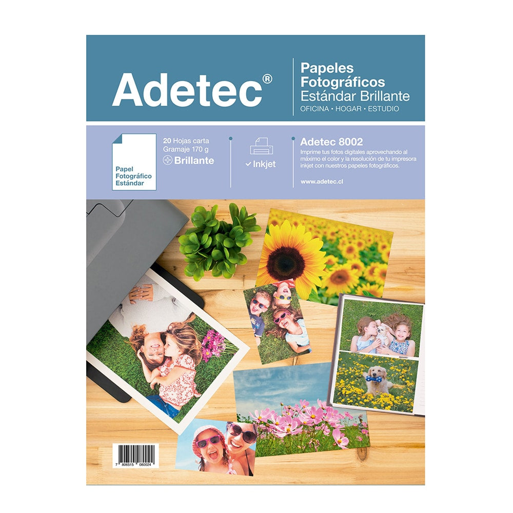 Papel Fotográfico Inkjet Glossy Carta 170gr X 20 Hojas - 8002