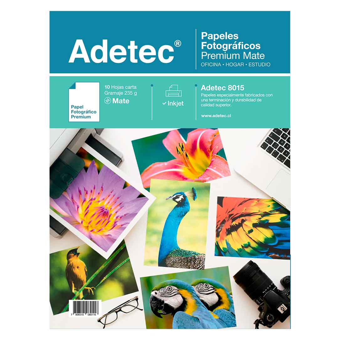 Papel Fotográfico Inkjet Mate Carta 235gr X 10 Hojas Adetec - 8015