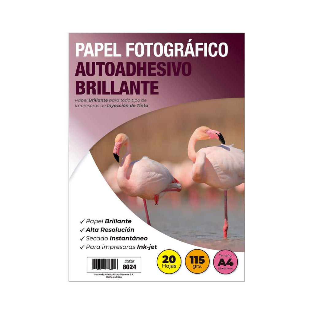 Papel Fotográfico Adhesivo Glossy 115gr A4 X 20 Hj Adetec - 8024