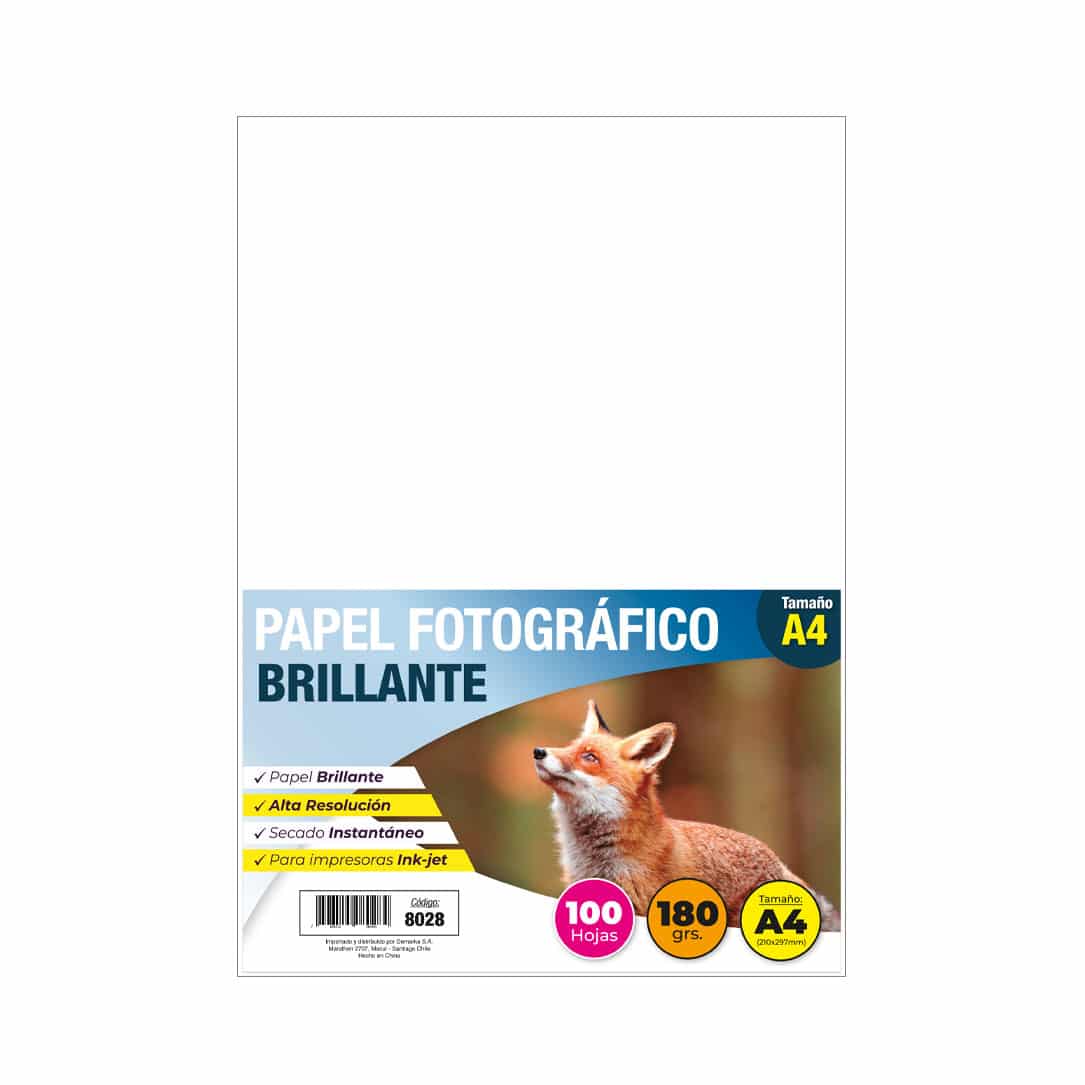Papel Fotográfico Glossy A4 180gr X 100 Hojas Adetec - 8028