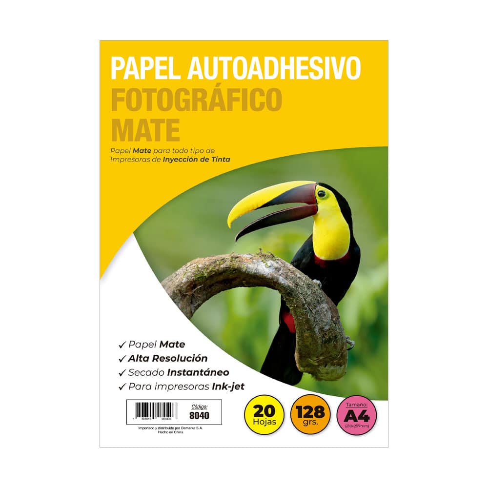 Papel Fotográfico Adhesivo Mate A4 128gr X 20 Hojas Adetec 8040