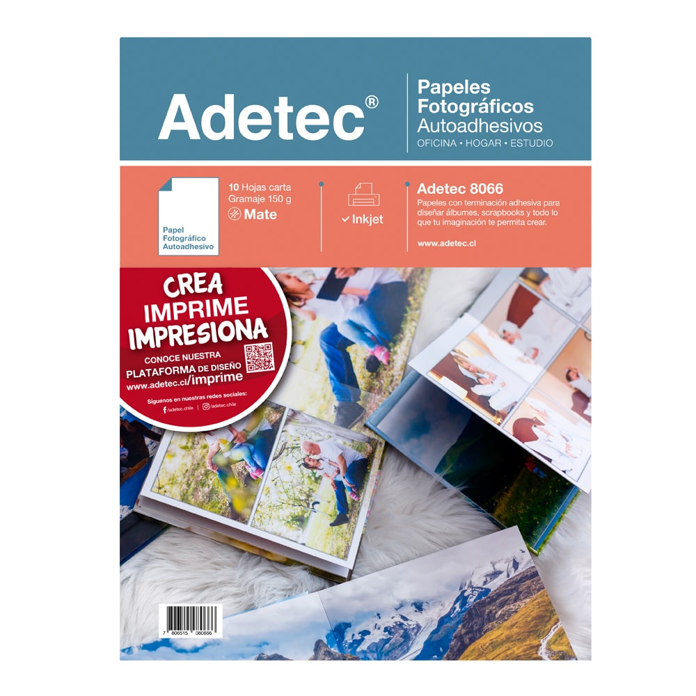 Papel Fotográfico Adhesivo Matte Carta 150gr X 10 Hj - 8066