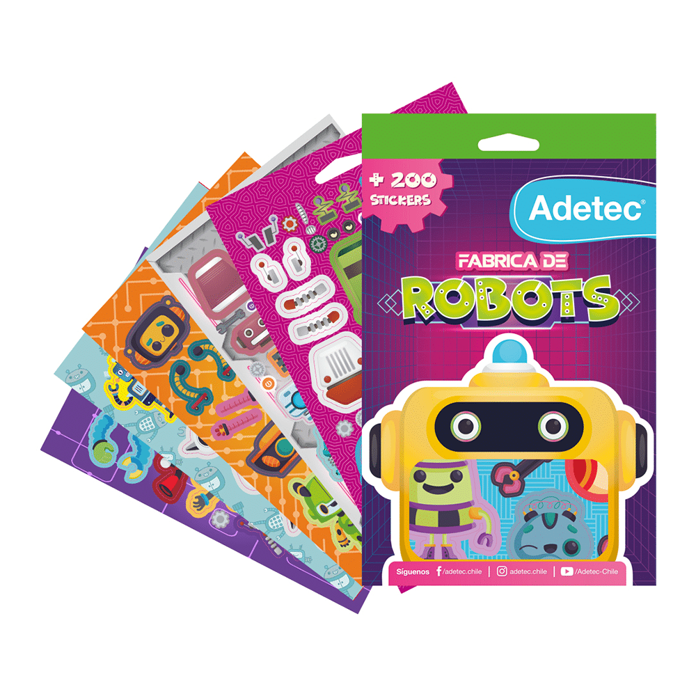 Block De Stickers Fabrica De Robots Adetec +200 Stickers