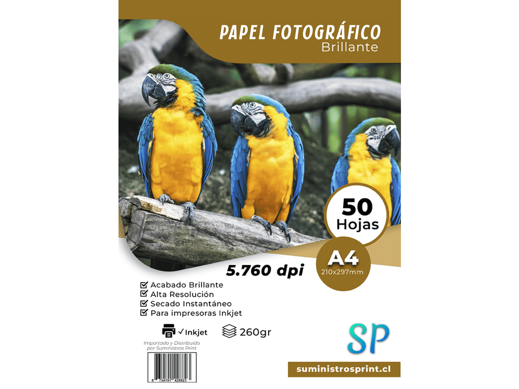 Papel Fotográfico Glossy 260grs A4 X 50 Hojas Alto Brillo SP