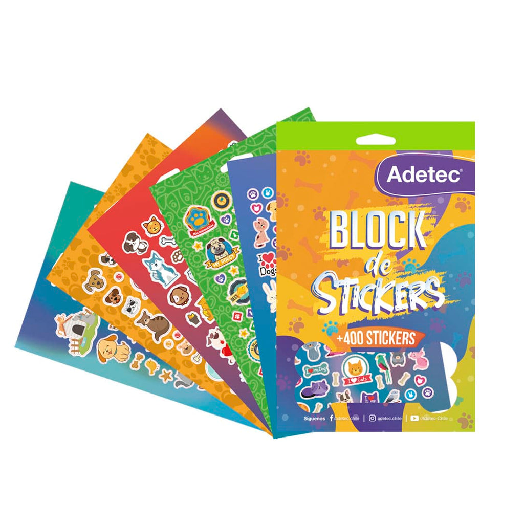 Block De Stickers Mascotas Adetec +400 Stickers - 831