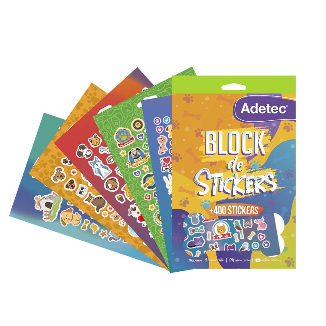 Block De Stickers Mascotas Adetec +400 Stickers - 831