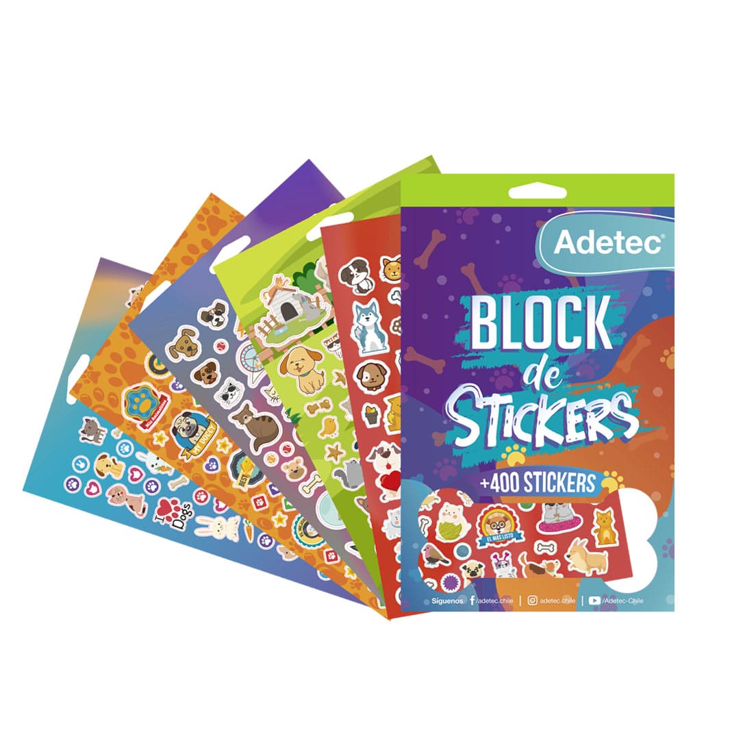 Block De Stickers Mascotas Adetec +400 Stickers - 831