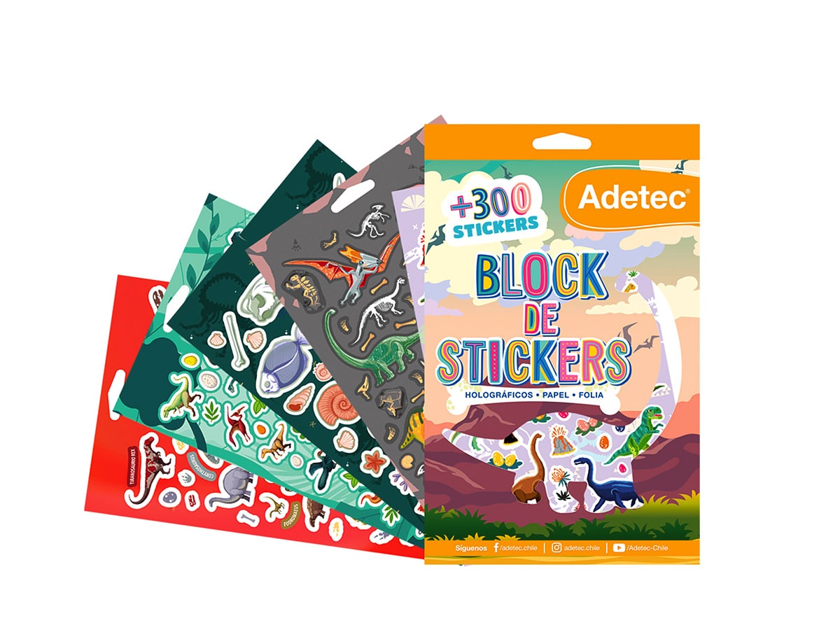 Block De Stickers Dinosaurios +300 Stickers