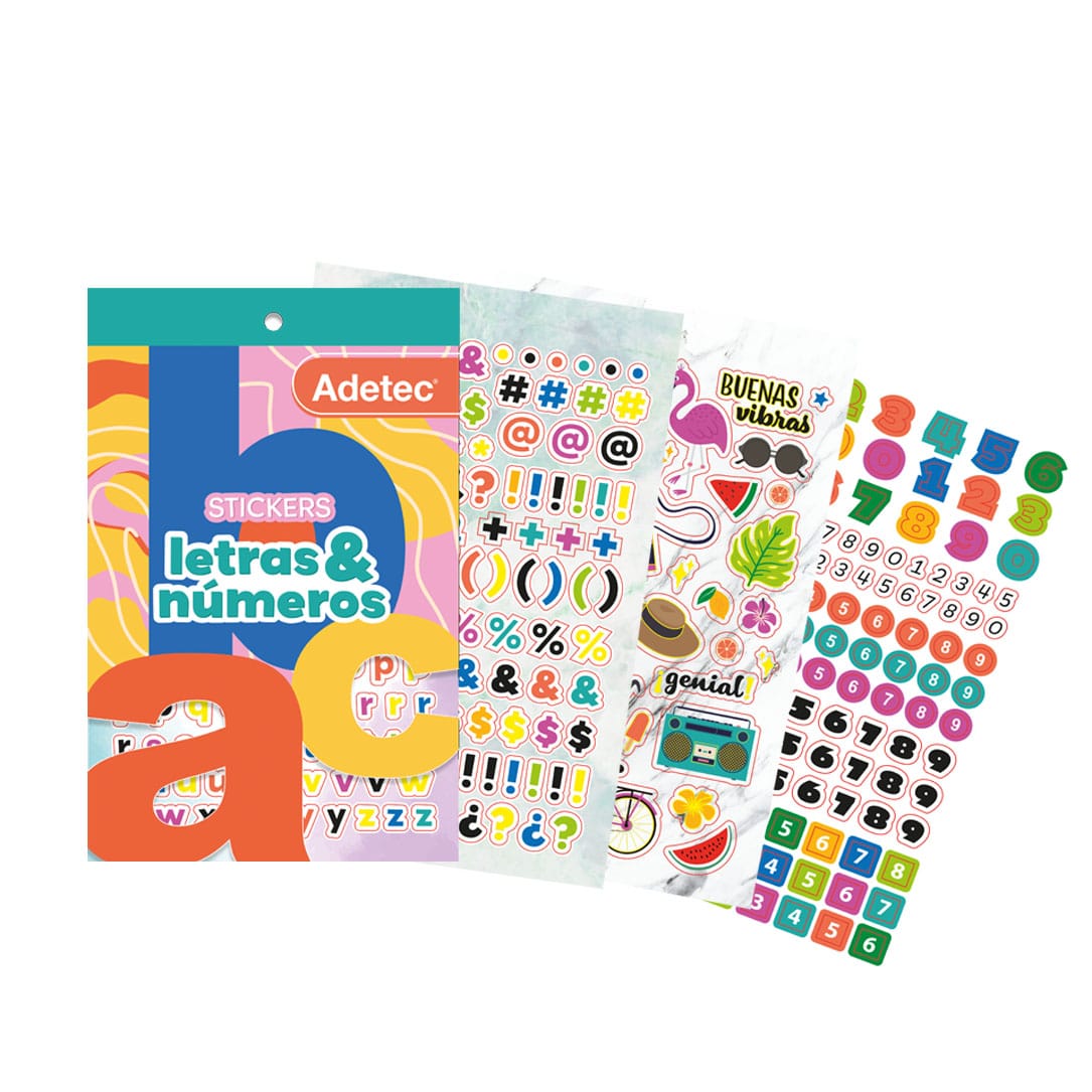 Block De Stickers Motivacionales Letras Y Números Adetec - 843