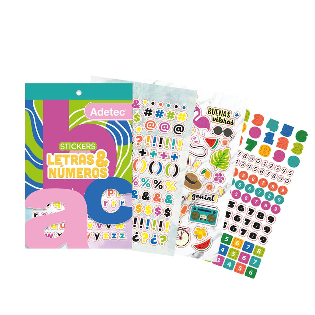 Block De Stickers Motivacionales Letras Y Números Adetec - 843