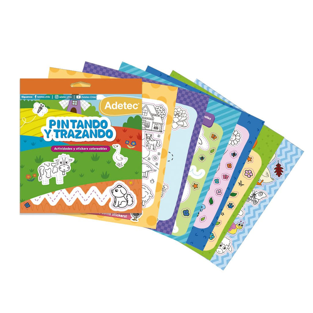 Block De Stickers Pintando Y Trazando Coloreables Adetec - 861