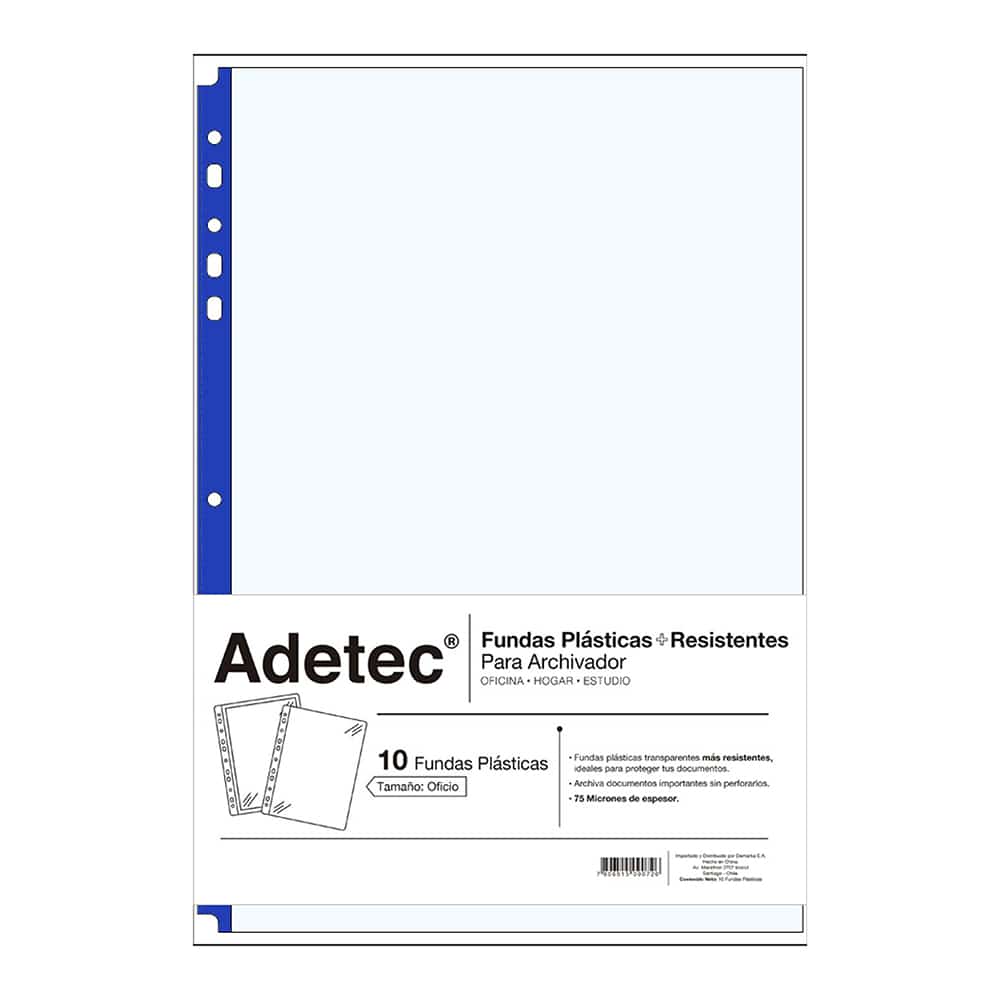 Funda Resistente Para Archivador Oficio Azul 10 Und Adetec - 9072