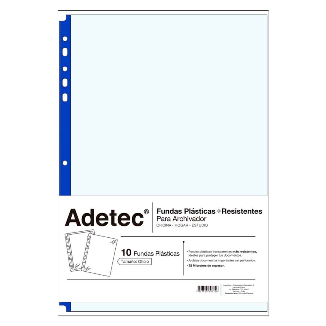 Funda Resistente Para Archivador Oficio Azul 10 Und Adetec - 9072